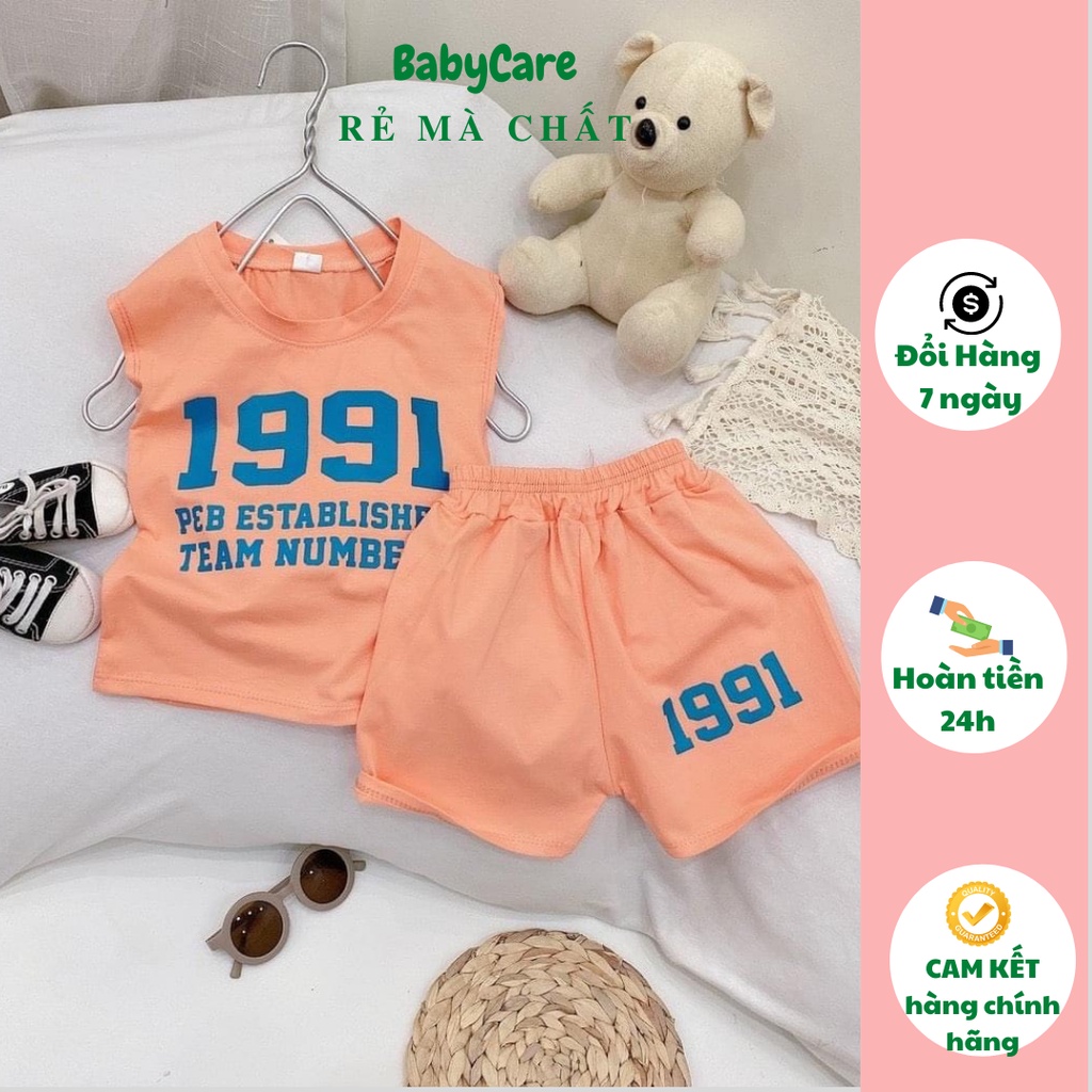 Bộ cộc Bé Trai in 1991 chất cotton tàu mềm mịn mát, Bộ 3 lỗ Cho Bé Mặc Nhà Hè từ 5-20kg