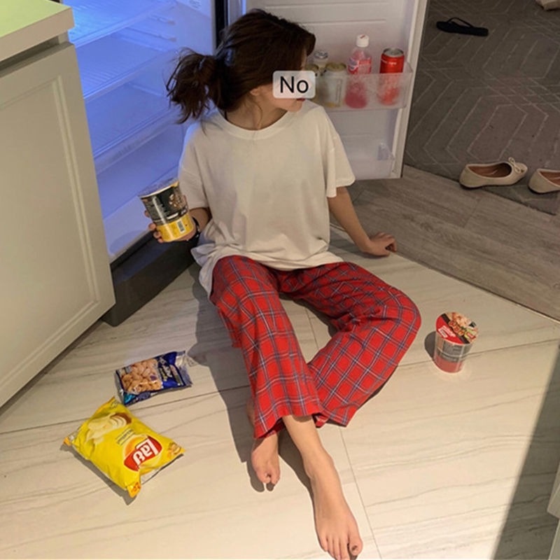 Bộ Đồ Ngủ Ngắn Tay Dáng Rộng Thiết Kế Giản Dị Dành Cho Nữ