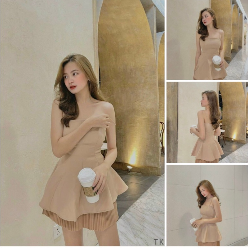 Áo 2 dây đuôi xòe kiểu peplum dễ thương thanh lịch