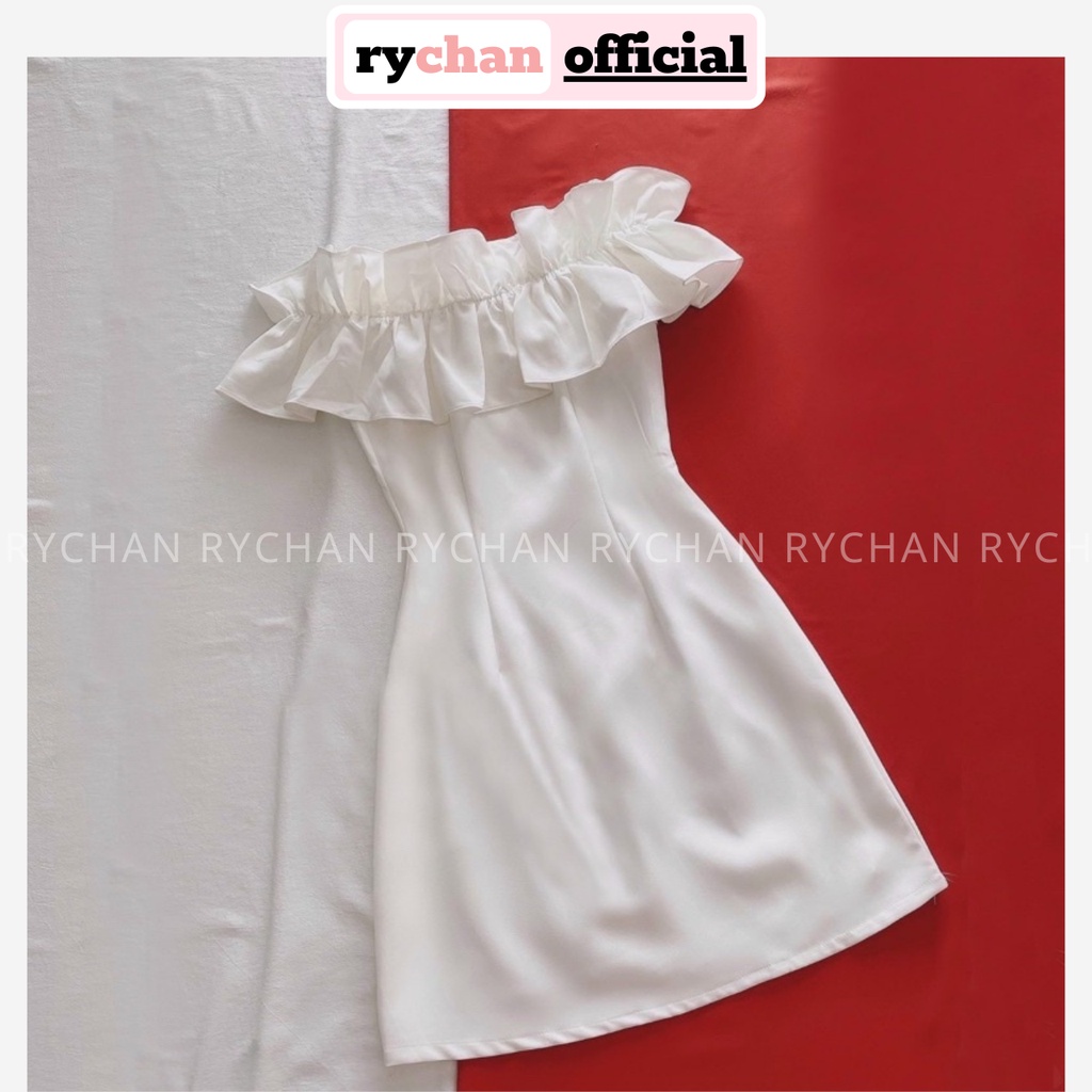 Đầm Nữ Dự Prom Phối Bèo Trễ Vai Form Ngắn Bo Eo Thanh Lịch Nữ Tính Màu Trắng [ẢNH THẬT CUỐI] - DX9904