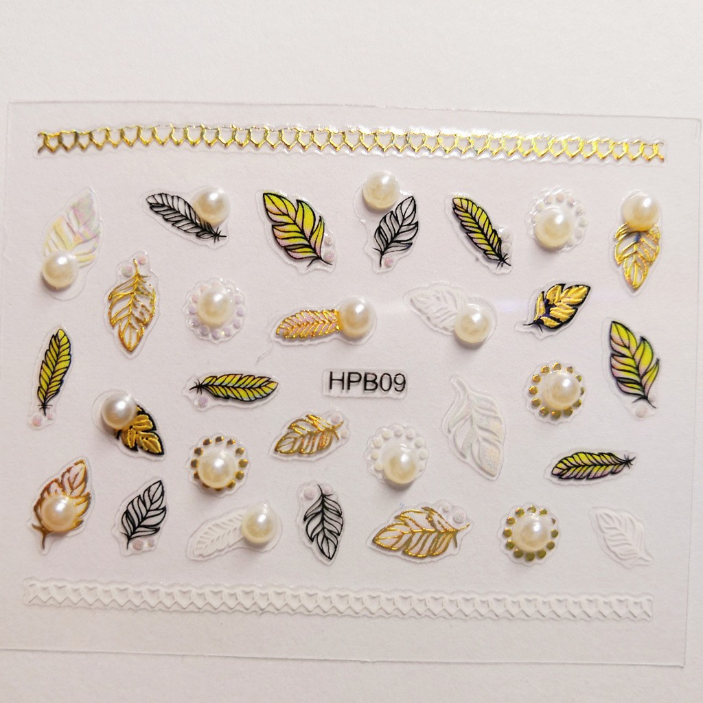 Hình dán ngọc trai giả độc đáo DIY trang trí móng nghệ thuật