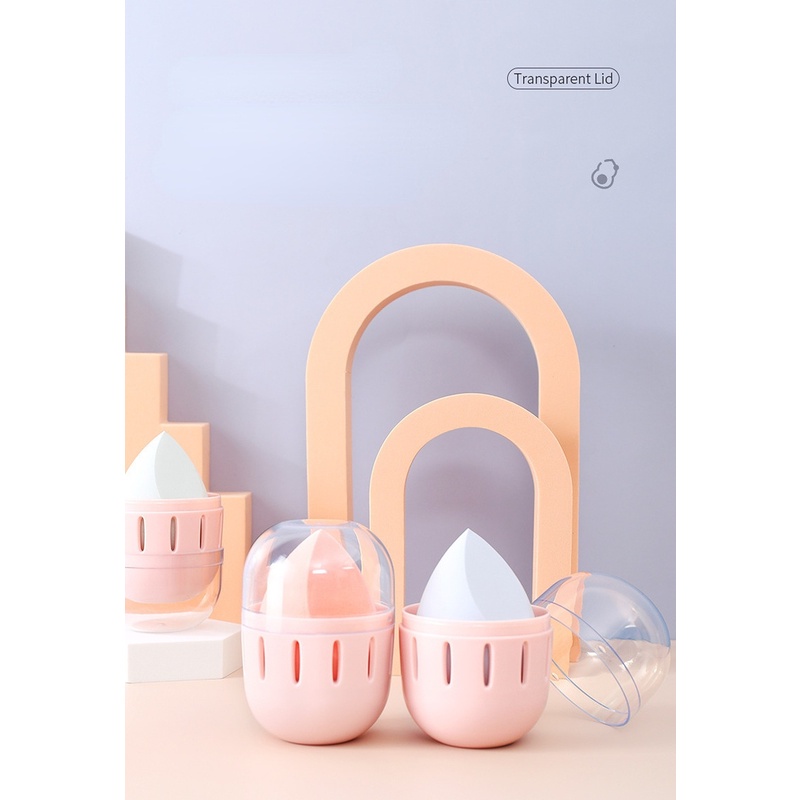 Hộp Đựng Mút Trang Điểm Hình Quả Trứng Trong Suốt Chống Bụi Thoáng Khí Có Nắp Đậy