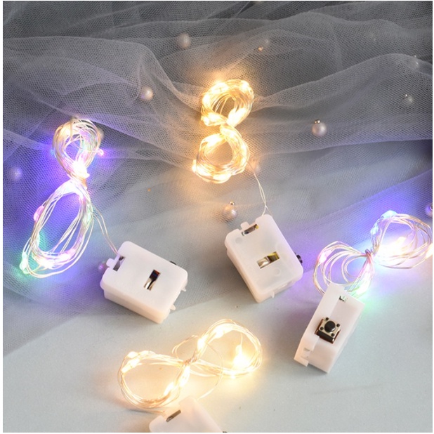 Dây Đèn Led  1m/2m Dùng Pin, Dây Led Fairylight Decor Phòng Kèm Pin Sẵn, Đủ Màu Sắc