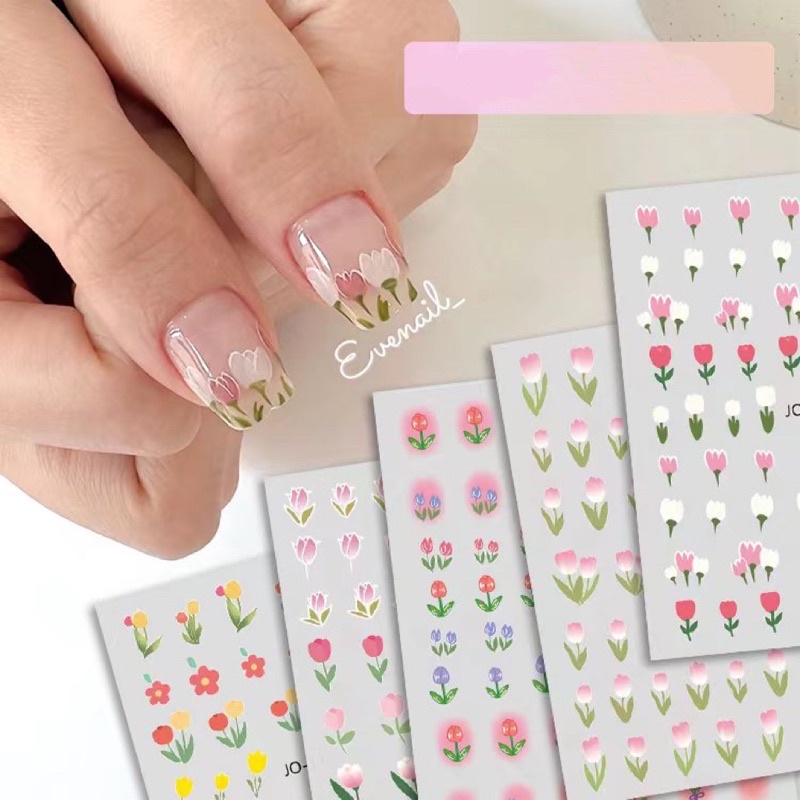 Sticker mẫu hoa 3d miếng dán móng tay nail