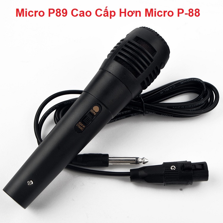 Micro Có Dây Hát Karaoke, Mic P89 Giá Rẻ Dùng Cho Tất Cả Các Loa Kéo - Loa Hát Karaoke Mini - Mixer - Amply - Trợ Giảng