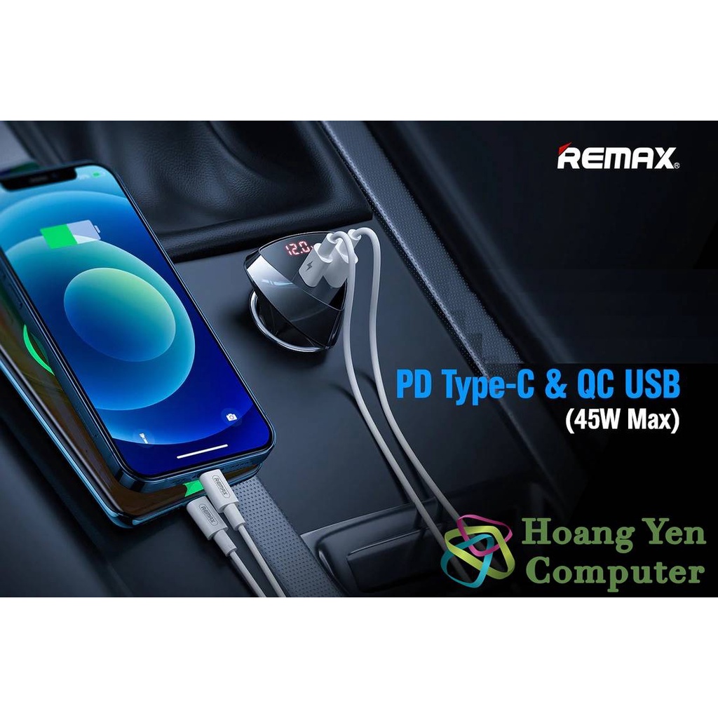 Tẩu Sạc Nhanh Xe Hơi Remax RCC232  | Cốc sạc ô tô - Bảo hành 6 tháng - Hoàng Yến Computer
