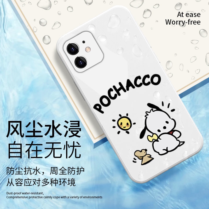 Ốp iphone 7 plus chú chó POCHACCO- ốp điện thoại iphone vuông 13 Pro Max 7 8 Plus X XR Xs Max 11 Pro Max  12 Pro Max