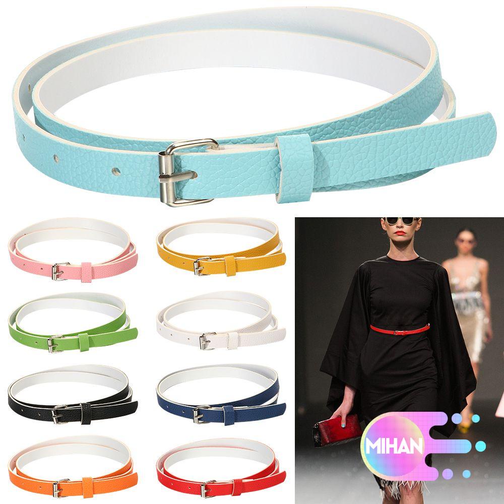 Thắt Lưng Da PU Mỏng Có Khóa Cài Co Giãn Nhiều Màu Sắc Thời Trang Xuân Hè Cho Nam MIHAN1