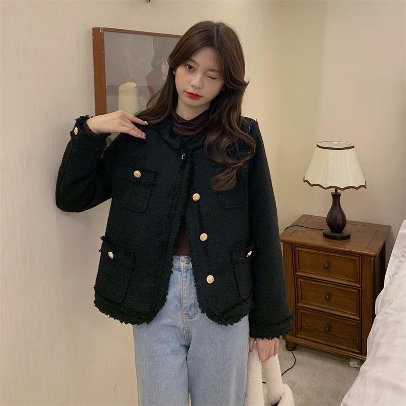 Áo dạ Tweed tiểu thư sang chảnh hàng quảng châu siêu cấp 2 lớp