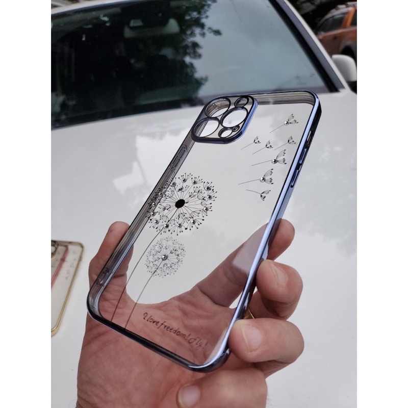 Ốp lưng Likgus hoa đính đá cho iPhone 13, 13 Pro, 13 Pro Max viền xi màu bảo vệ camera siêu đẹp sang trọng