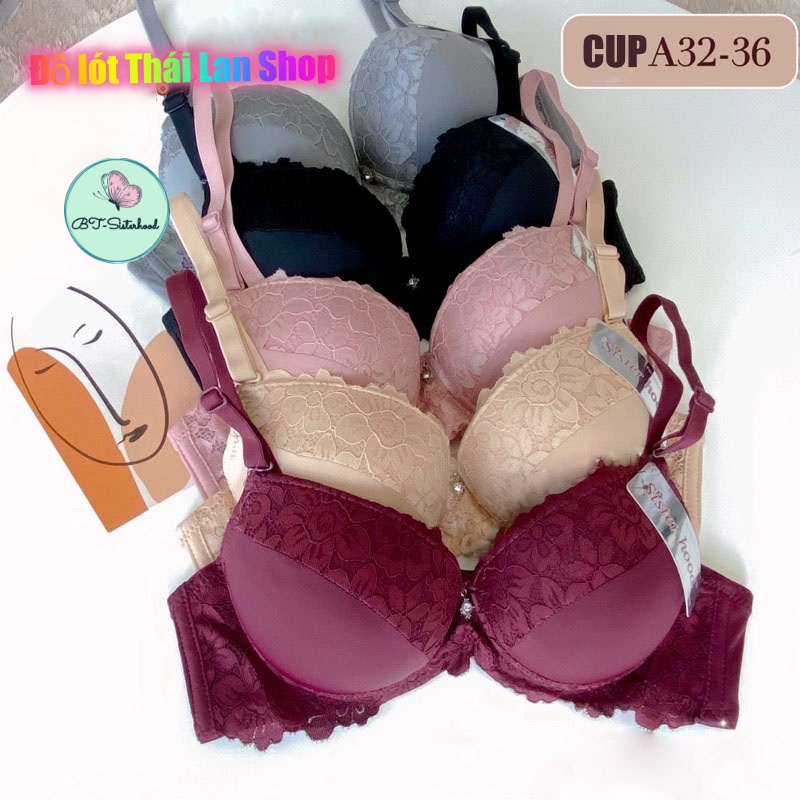 Áo lót nữ Sister hood 2227 Thái Lan có gọng, mút dày 3.5cm nâng ngực , form CUP A, áo ngực viền ren trẻ trung, LAVENUSA