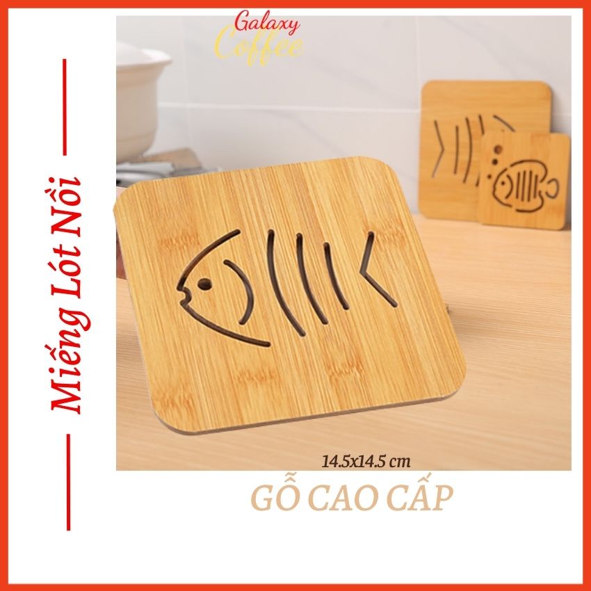 Miếng Lót Nồi, Rế Lót Nồi, Lót Cốc Chất Liệu Gỗ Cao Cấp 14.5cm x 14.5cm - Giao ngẫu nhiên