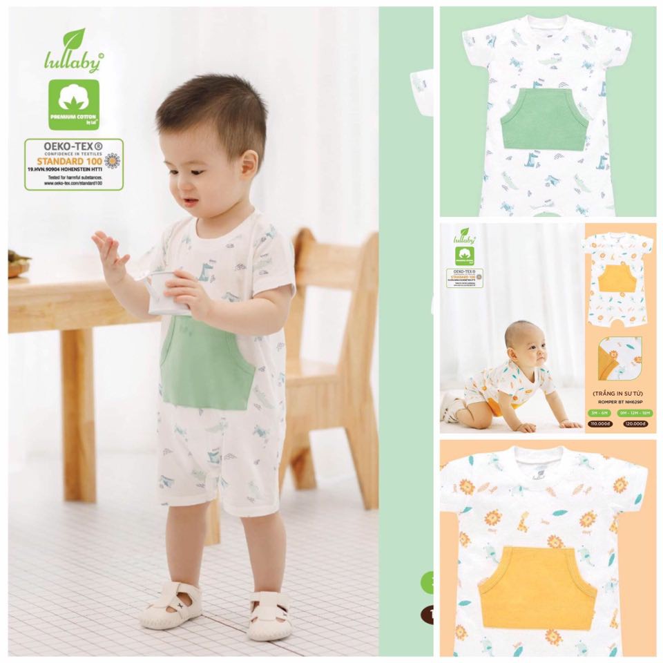 [CHÍNH HÃNG]Body đùi cotton cao cấp bé trai họa tiết động vật Lullaby