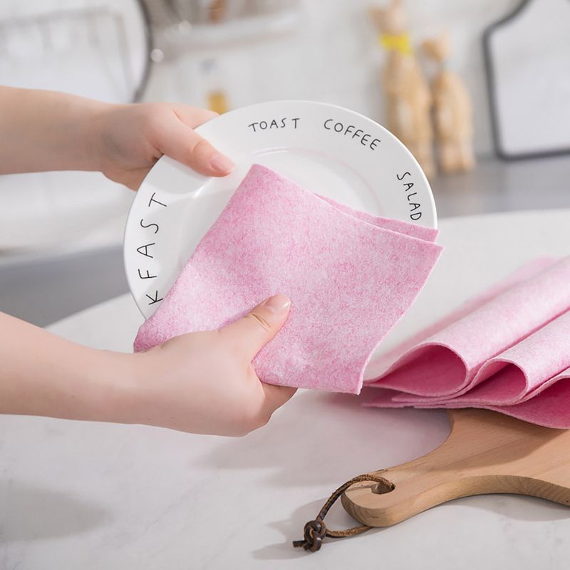 Khăn Lau Chén Đĩa Bằng Vải Dừa Mềm Mại Không Xơ Đa Năng Có Thể Giặt Sạch Và Tái Sử Dụng