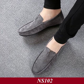 Giày lười nam Giày lười nam da lộn Xám Lông Chuột NS102