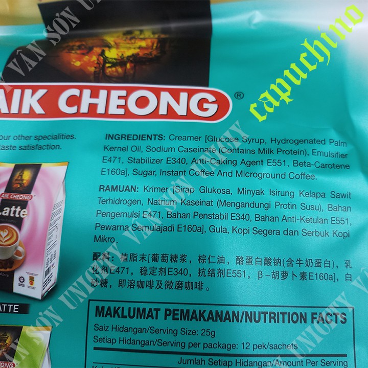 CÀ PHÊ TRẮNG AIK CHEONG CAPPUCCINO 12 Gói*25g WHITE COFFEE MALAYSIA