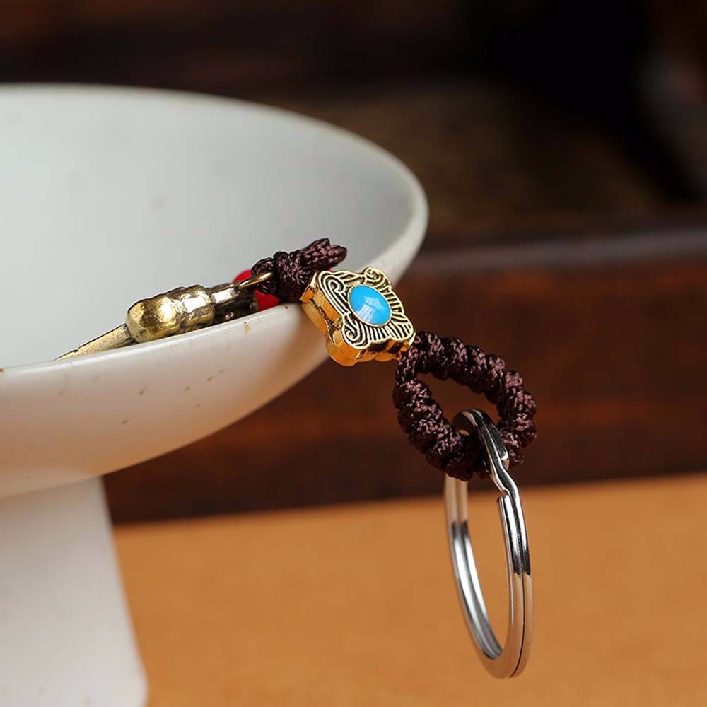 Móc khóa hình bàn tính bằng đồng thau cổ đIển nhiều màu sắc