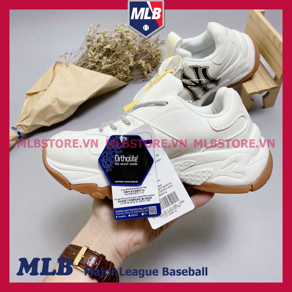 Giày MLB NY Nam Nữ, Giày NY Màu Nâu IN 3D Đế Cao 4CM Hàng Đẹp Full Box | BigBuy360 - bigbuy360.vn