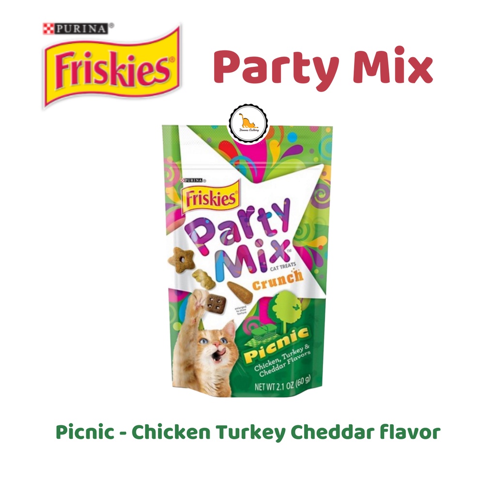 PURINA FRISKIES PARTY MIX - BÁNH THƯỞNG CHO MÈO ĐỦ HƯƠNG VỊ HỖN HỢP GÓI 60g