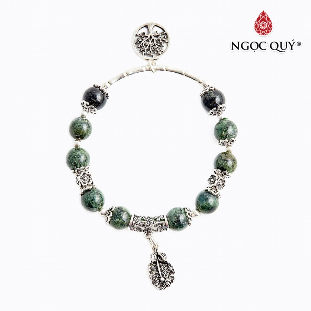 Vòng tay TA ưu linh xanh charm cây - Ngọc Quý