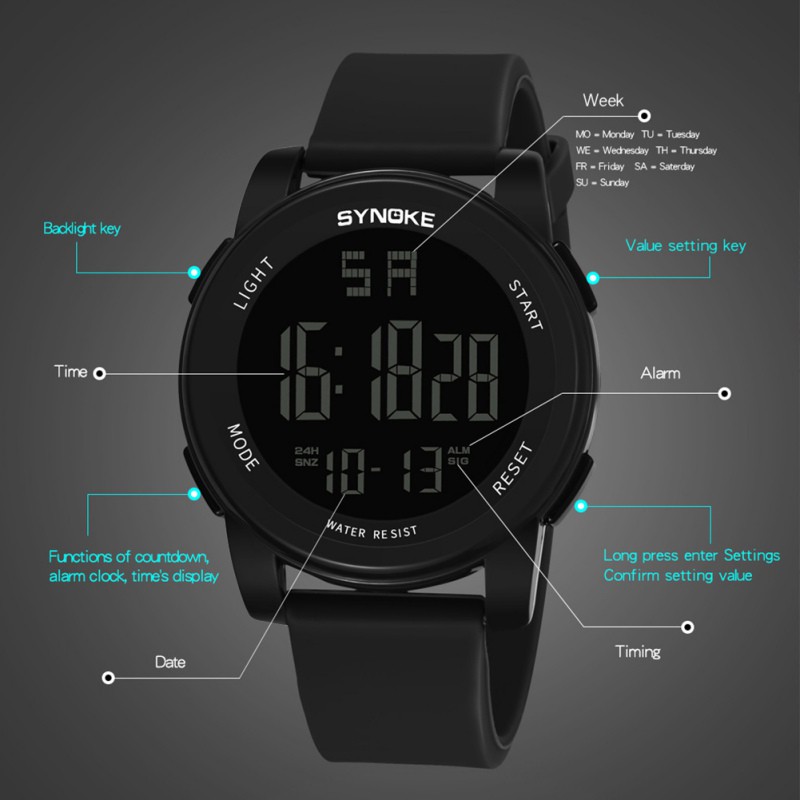 [Baywellfashion]Đồng hồ điện tử đa năng chống nước 30m kiểu dáng thể thao | BigBuy360 - bigbuy360.vn