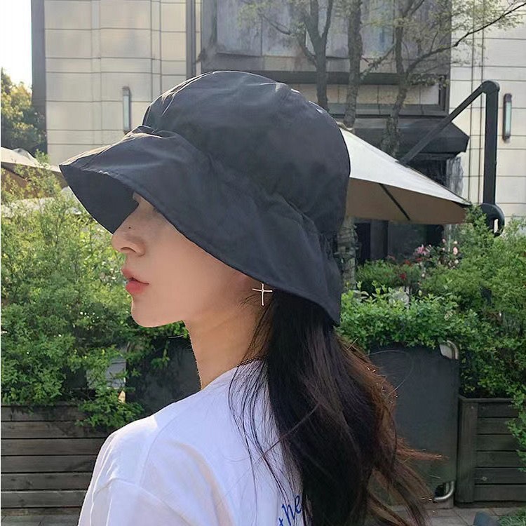 Mũ Bucket Chống Nắng/Tia UV Màu Đen/Be Dành Cho Nữ