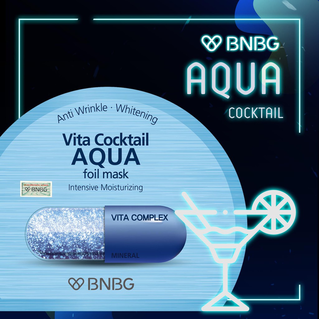 Combo 10 Mặt nạ BNBG Cấp ẩm cho da Vita Cocktail Aqua Foil Mask 30ml NPP Tido88