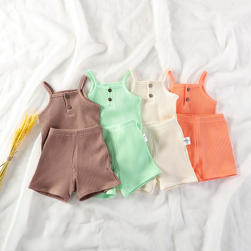 Bộ Ba Lỗ Thun Gân Cúc Ngực Cho Bé Gái