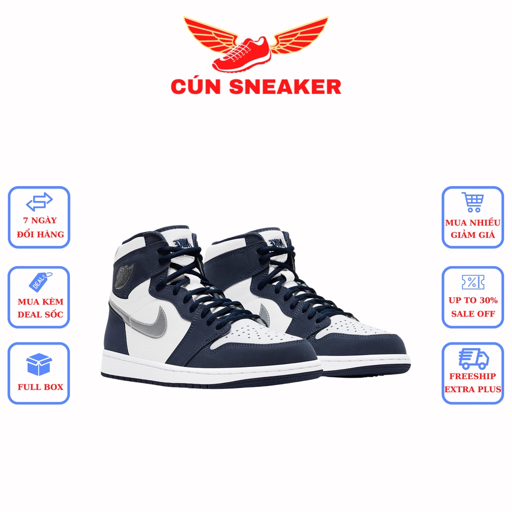 Giày 𝗝𝗼𝗿𝗱𝗮𝗻 Cổ Cao Màu Xanh Navy Nam Nữ 🌸 Giày Thể Thao Sneaker Nam Nữ 𝗝𝗼𝗿𝗱𝗮𝗻 Xanh Navy Cao Cổ Full Box
