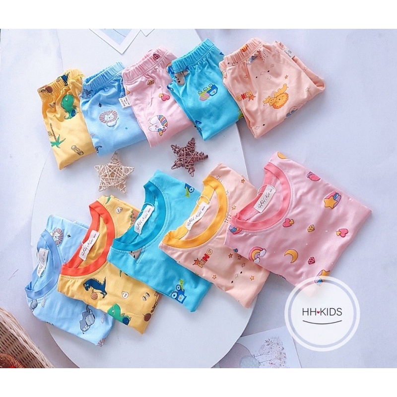 Bộ dài tay thun lạnh in hoạ tiết cho bé trai , gái (6-18kg)