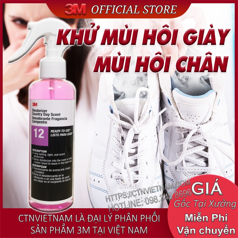 Xịt Khử Mùi Hôi Giày, Mùi Hôi Chân 3M 12L Deodorizer Chính Hãng