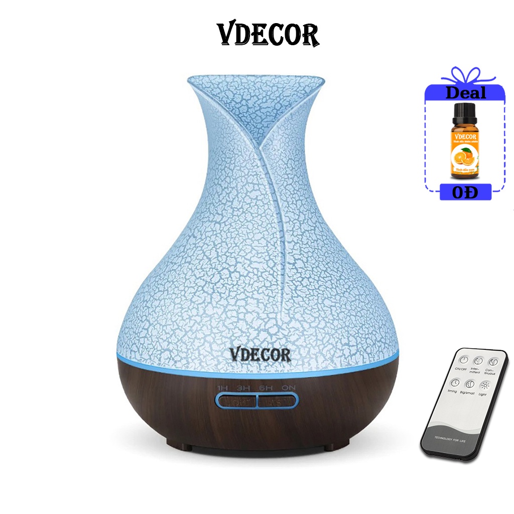 Máy Khuếch Tán Tinh Dầu Vdecor Tuylip Cao Cấp 550ML (SIÊU ÂM) bảo hành 12 tháng 1 đổi 1 trong 14 ngày