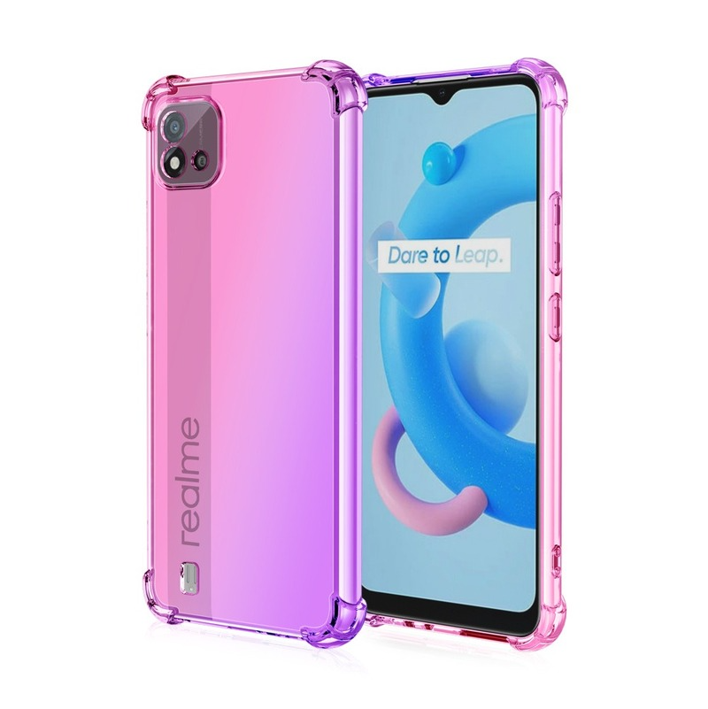 Case Realme C21 C20 C17 C15 C12 C11 C3 C2 Q2 Pro Q2Pro V15 V11 V5 GT Case Rainbow Gradient Transparent Phone Cover Soft TPU Casing