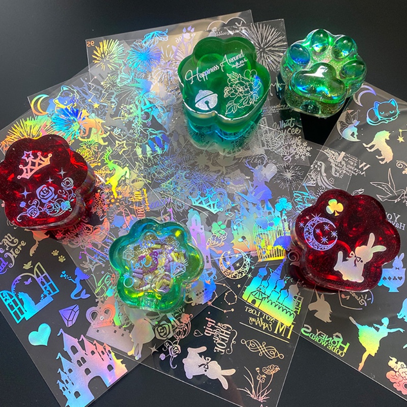 Set 1 Tờ 4 Miếng Dán Bằng Nhựa PVC Dùng Làm Trang Sức DIY