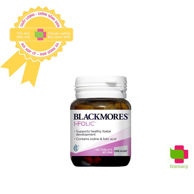 Viên uống Blackmores I-Folic/Folate 500mcg, Úc (150/90v) bổ sung axit folic chống dị tật thai nhi cho mẹ bầu