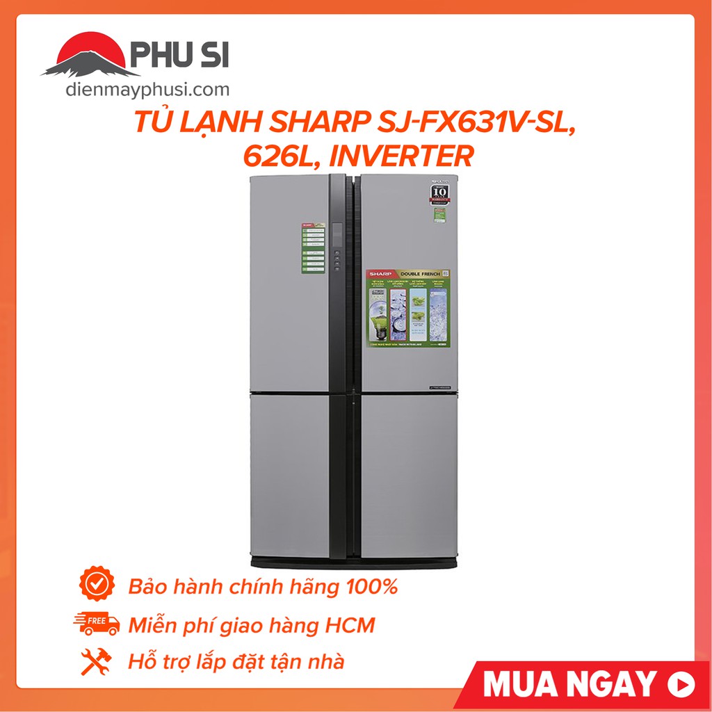 [GIAO HCM] Tủ lạnh Sharp SJ-FX631V-SL, 626L, Inverter