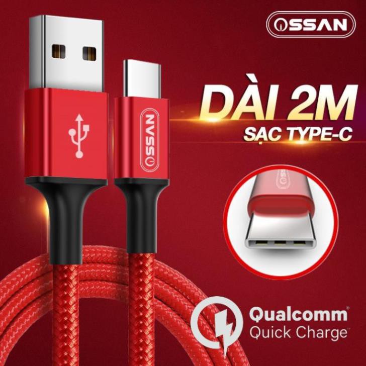 [DÀI 2M] Dây sạc USB Type C hỗ trợ sạc nhanh Qualcomm Quick Charge cho Samsung Galaxy Note 8 S8 S8 Plus 9 9 Plus C1C200