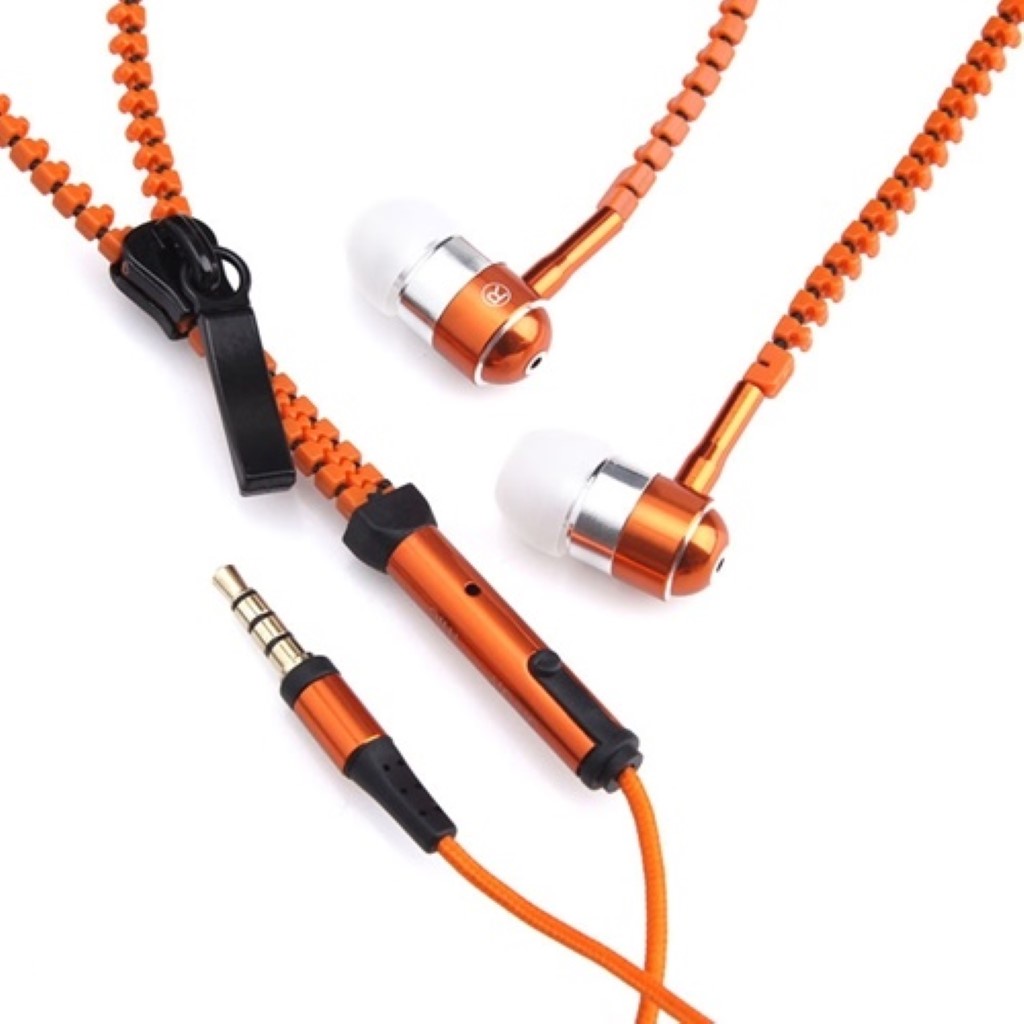 TAI NGHE NHÉT TAI DÂY DẠNG KHÓA KÉO THỜI TRANG CHỐNG RỐI JACK CẮM CHUẨN 3.5 CÓ MIC ĐÀM THOẠI ZIPPER EARPHONES