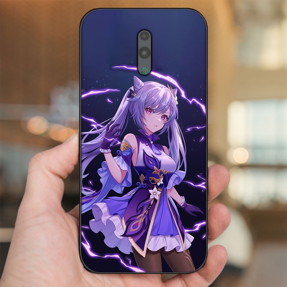Ốp lưng Oppo Reno viền đen in hình Keqing Genshin Impact