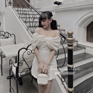 [AMY DRESS] VÁY GẤM NƠ TRỄ VAI