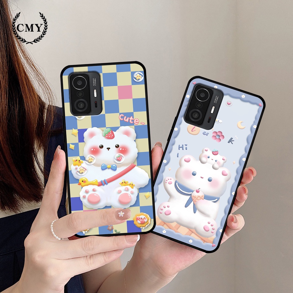 Ốp lưng Xiaomi Mi 11T - Mi 11T Pro in hình caro gấu thỏ dễ thương