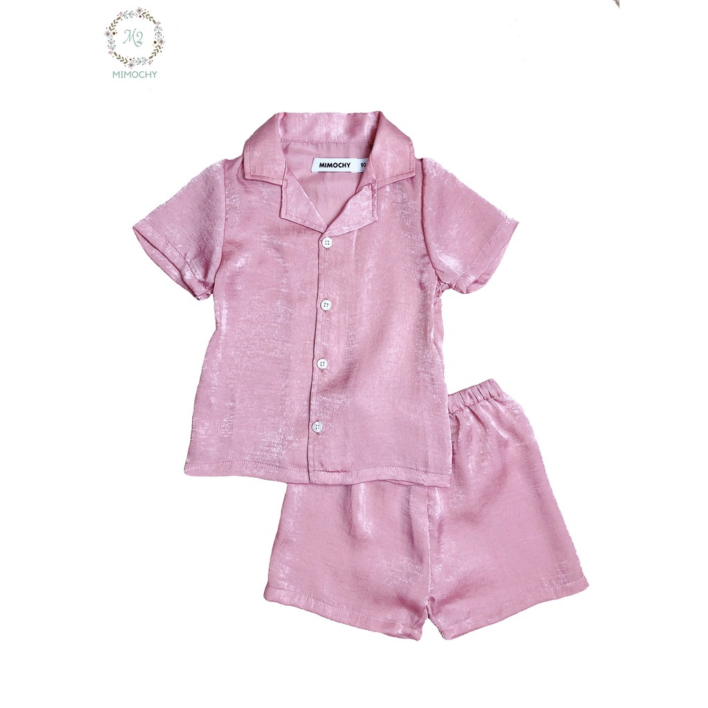 Bộ lụa trơn mặc nhà cho bé M2 MIMOCHY A011