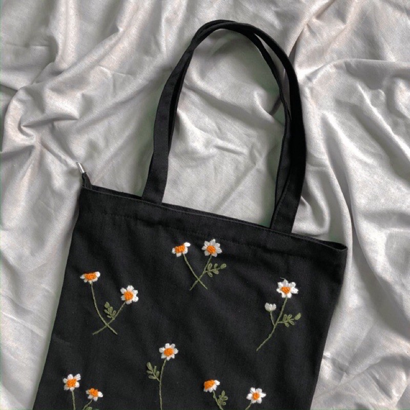 Túi tote vải thêu tay - thêu tên  thêu theo yêu cầu