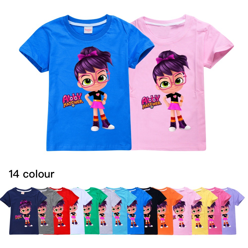 Abby hatcher 2021 boys pure cotton T-shirt 2-15 years old children's summer new fashion casual sweatshirt girls multicolor tops