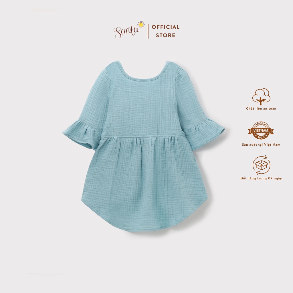 Váy Bé Gái Tay Loe Cổ Tròn Chất Liệu Muslin Thoáng Mát - TAYA DRESS - DRM009 - SAOLA KIDS CLOTHING