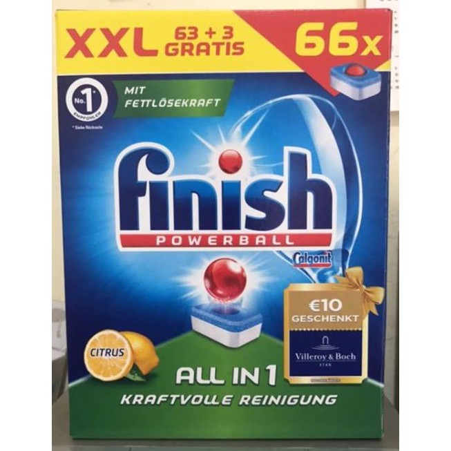 Viên rửa bát Finish All in 1 ( hàng Eu), Viên rửa bát tích hợp tất cả trong một