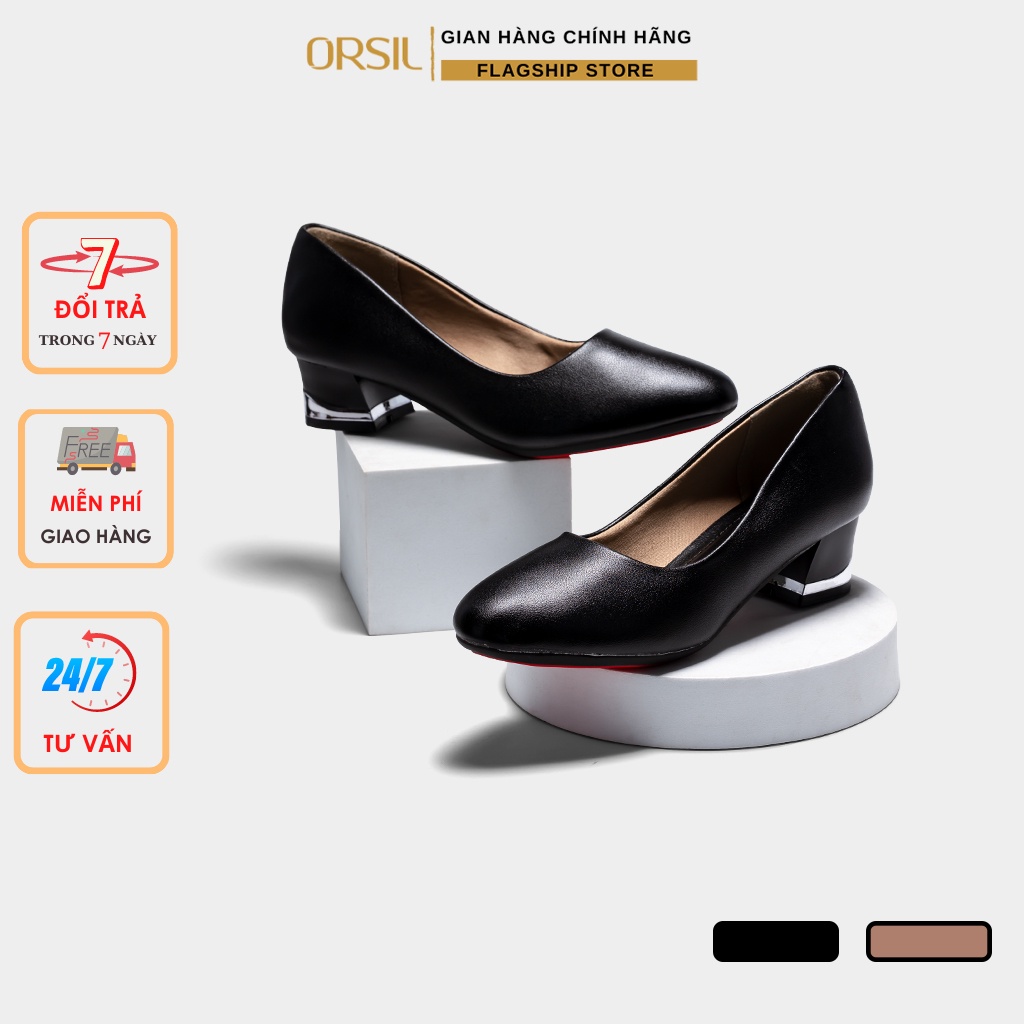 Giày nữ cao gót 3 phân big size đen ORSIL