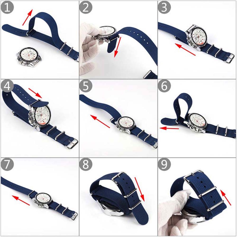Dây Đeo Đồng Hồ Thể Thao Bằng Nilon Có Khóa Mạ Vàng 18mm