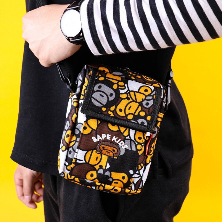 Balo BAPE KIDS đeo vai họa tiết khỉ vui nhộn
