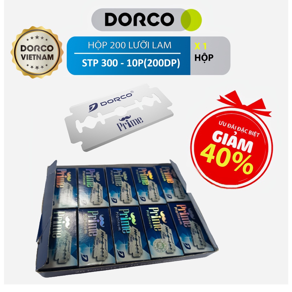 Hộp 200 lưỡi lam Dorco Prime Platinum STP300 - 10P(200DP)